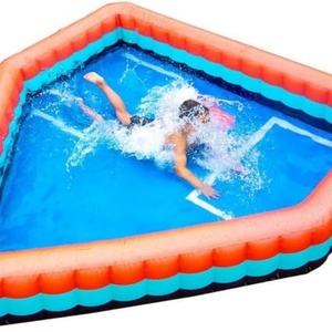 PVC <b>Inflatable</b> <b>Pool</b> Irregular Pentagon Shape 94.8*45.6*15.75 Inch Home Plate <b>for</b> Kids and Adults Yard Game Swimming <b>Pool</b> Fun - Product Image 2