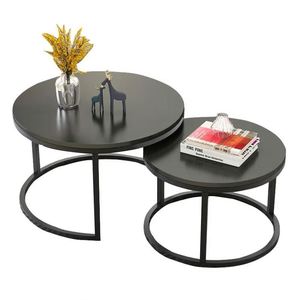 Mesa de Centro Moderna para Jardín, Redonda, <span class=keywords><strong>Grande</strong></span>, de Piedra de Río, con Cubierta de Mármol Negro Nero Marquina - Product Image 6
