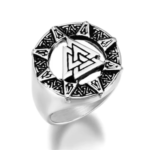 Nhẫn thép không gỉ họa tiết hình học tam giác phong cách Viking Bắc Âu Hip Hop chất lượng cao dành tặng nam giới - Product Image 4