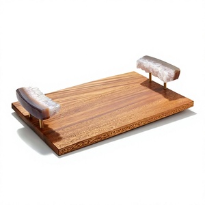 Bandeja de Servicio de Madera Hecha a Mano, Desechable, Ecológica, con Logotipo Personalizado Grabado, Acabado Pulido, para Uso Doméstico y de Catering, Grado B.S. - Product Image 2