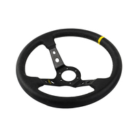Hcan-volant de voiture en PVC, calibre de conduite plat, personnalisé 340mm, noir et jaune, marque universelle, en daim, cuir