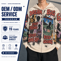 Sweat à capuche zippé intégral Custom Atelier Oatmeal 420 g/m² avec impression intégrale, motif guitare électrique effet vieilli et bulles, style streetwear, OEM ODM