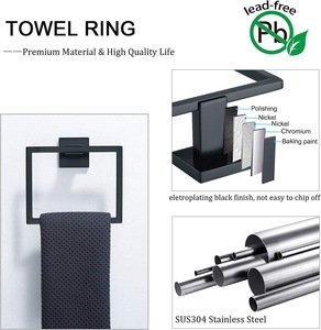 Set di Accessori per Bagno in Acciaio Inox Nero Opaco, Portasciugamani da Parete 5 Pezzi - Product Image 4