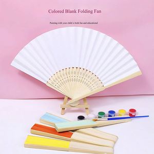 Éventail pliant en bambou blanc vierge personnalisable avec impression de logo, décoration DIY, cadeau de mariage - Product Image 4