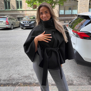 Automne hiver femmes Long manteau col montant cravate <span class=keywords><strong>sans</strong></span> manches ceinture Style <span class=keywords><strong>veste</strong></span> ample - Product Image 3