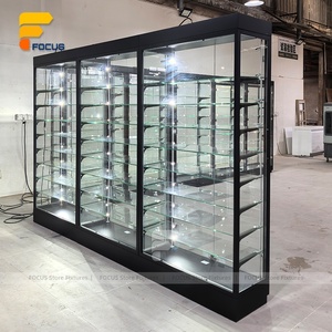Vitrina sin marco, diseño personalizado, estructura de puerta corrediza de vidrio Bloqueable, tienda minorista moderna, escaparate de vidrio templado - Product Image 1