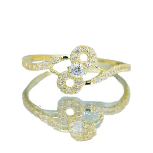 Joyería de boda de oro real Au750 18K anillo de oro sólido inserción VVS moissanite símbolo de infinito estilo puro amor compromiso anillo de oro