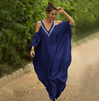 Nouvelle robe de plage à col en V et bordure dorée, style épaules dénudées, ample et grande taille, idéale pour les vacances, haut de bikini, vêtement de protection solaire