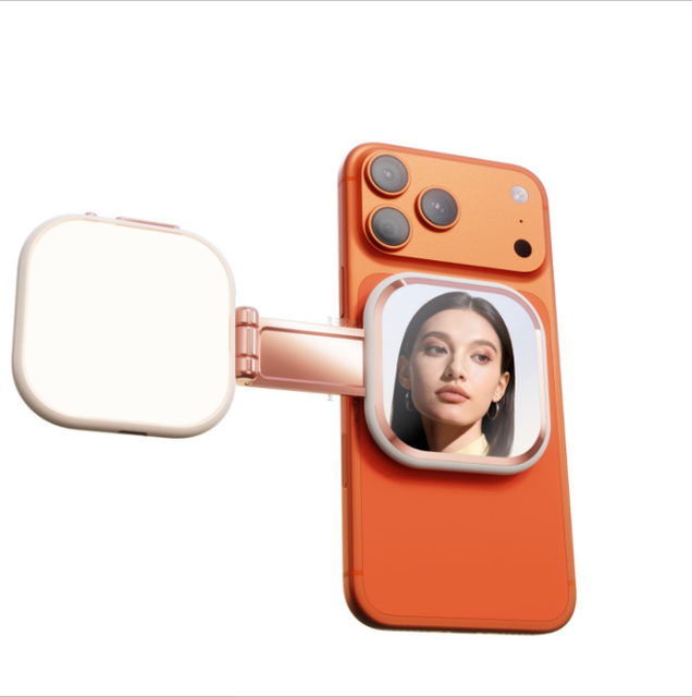 Magnetic Selfie Light With Mirror & Stand Adjustable Light With Phone Holder Selfie Ring Light Foldable Pocket Light Laptop