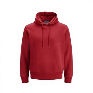 เสื้อสเวตเชิ้ตมีฮู้ดสีแดงล้วนสำหรับผู้ชาย ทรงปกติ สวมใส่สบาย มีเชือกผูก - Product Image 4