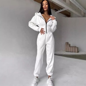 Herbst- und Winter-Damen-Set: Einfarbiger Kapuzenpullover mit Hose, Sport-Freizeithose, Zweiteiliges Outfit - Product Image 3