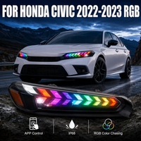 L'application contrôle les phares pour Honda Civic 11e génération 2022-2023, style Transformers, clignotants séquentiels LED, phares modifiés