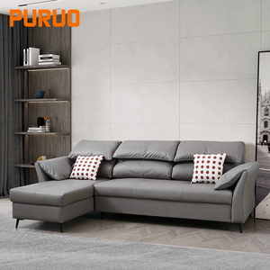 Muebles Modernos para Sala de Estar Puruo, Sofás de Cuero en Forma de L Plegables y Reclinables, Sofá Cama Plegable de Esquina para Hotel o Villa Comercial - Product Image 1