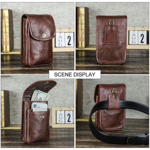 Funda de cuero Vintage personalizada para teléfono móvil, funda para cinturón con varios compartimentos para teléfono, pasaportes, riñonera para uso al aire libre para hombres - Product Image 4
