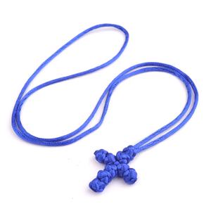 手作りユニセックスカスタム宗教正教会祈祷用チョトキ・コンボスキニ結び目ペンダント黒青ロープ結び目クロスネックレス - Product Image 2