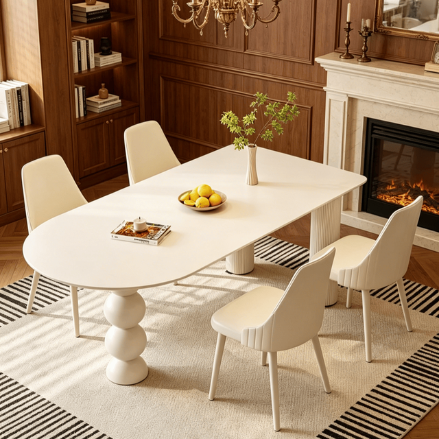 Dining Table Island One-piece Designer Creamy Style Modern Home Furniture Dining Room Set Chair Combination Disassembly