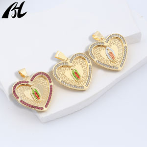 L-660 Kalp Şeklinde Meryem Ana Kolye, Çok Renkli Kristalli Guadalupe Bakiresi, Noel/Tatil Günü Özel İnanç Hediyesi - Product Image 3