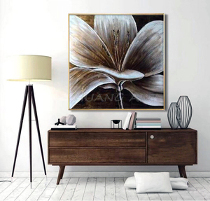 Vẽ tay nở hoa màu xanh sơn dầu bức tường lớn nghệ thuật màu vàng hoa Hình ảnh thiết kế bức tranh tác phẩm nghệ thuật cho trang trí tường - Product Image 5