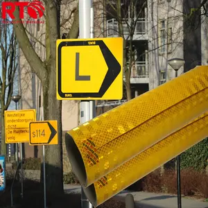 48 INCHS selbstklebende prismatische gelbe weiße Retro-Warnfolie in Ingenieurqualität Reflexionsfolie für Straßenschild