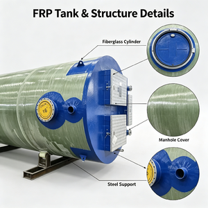 Station <span class=keywords><strong>de</strong></span> pompage préfabriquée intégrée, système <span class=keywords><strong>de</strong></span> levage des eaux usées à haute efficacité avec réservoir GRP pour usage municipal - Product Image 3