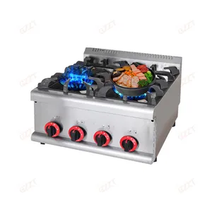 Queimador De Gás De Alta Produtividade 4 Cabeça Para Cozinhar Carne De Arroz A Vapor China Aço Inoxidável Wok Counter Cooktop Stove