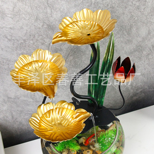 Pecera de Escritorio con Fuente de Agua Corriente, Redonda, de Vidrio y Hierro, Decoración Minimalista para Oficina - Product Image 4