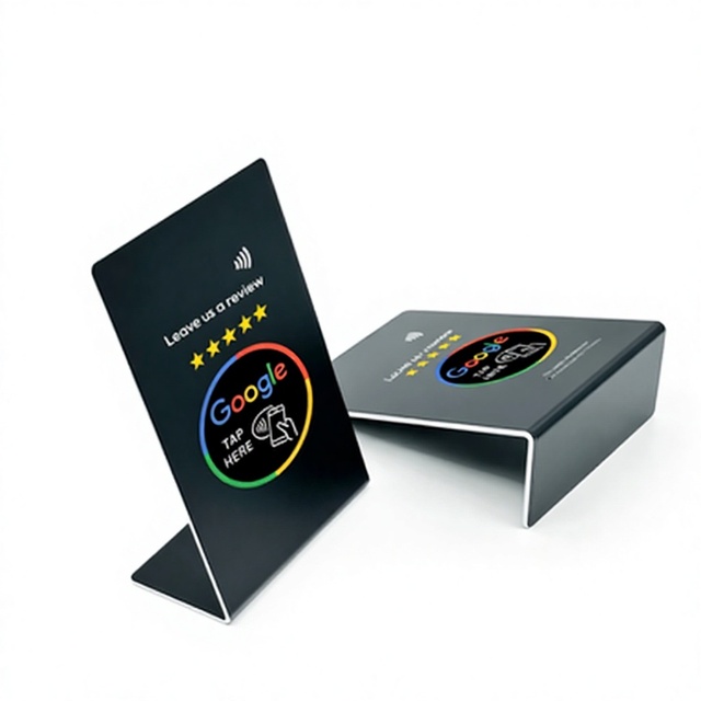 OEM Custom Printed PVC/PET RFID NFC Waterproof Mini Tag Business Card Table Stand for Hotel Payment Business Counter Display