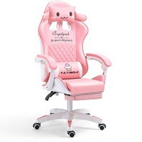 Chaise de jeu ergonomique rose réglable en hauteur avec repose-pieds, style course, pivotante, directement de l'usine chinoise