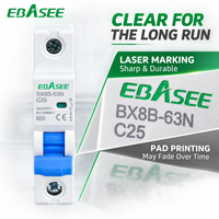 EBASEE 1P 6-63A 6kA Disjoncteur miniature AC courbe C sur rail DIN