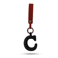 Porte-clés en cuir uni personnalisé de haute qualité avec 26 lettres alphabet et breloque de sac en forme de lettre gonflée – Vente en gros