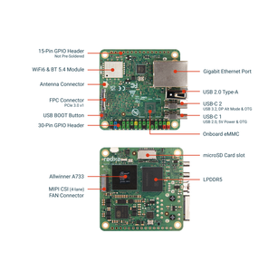 Cubie A7S Pocket SBC Allwinner A733 Octa Core 3TOPS NPU WiFi6 BT5.4 Mini Placa de Desarrollo Integrada Radxa - Product Image 2