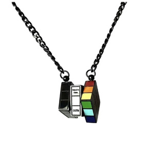 Collar Mathemagic Unisex Original Personalizado, Colgante Cúbico Arcoíris de Acero Titanio, Joyería Moderna de Estilo Hip Hop para Fiestas, Regalo Informal - Product Image 1