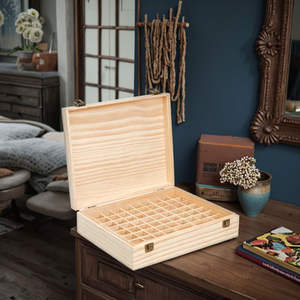 Caja de Perfume Hecha a Mano de Madera Maciza y MDF de Alta Calidad, Caja de Pino de Una Sola Capa con 74 Compartimentos para Aceites Esenciales de 5ml-15ml, Elegante Estuche de Madera - Product Image 3