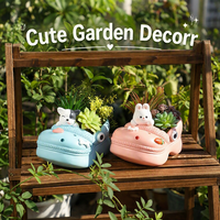 Pot de fleurs en résine Roogo Cartoon Cave de 5 pouces, figurine animale fantaisie, pot pour plantes succulentes, fait main, décoration de jardin et de maison, cadeau pour le jardin