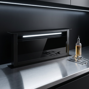<span class=keywords><strong>Campana</strong></span> Extractora Downdraft de 90cm, Totalmente Negra, Vidrio Templado, Retráctil, Control Táctil Integrado, Electrodomésticos de <span class=keywords><strong>Cocina</strong></span> - Product Image 3