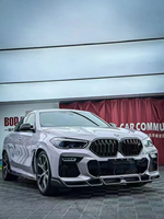 Kit carrosserie aérodynamique en fibre de carbone style LD pour l'extérieur de l'auto, comprenant un séparateur avant, des extensions latérales et un becquet arrière, compatible avec BMW X6 G06 2019+