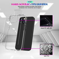 Pour iPhone 15 Plus 14 13 12 Mini 11 Pro Max 6 7 8 Acrylique Dur PC Couverture Arrière Transparent Antichoc Souple TPU Téléphone Portable Cas