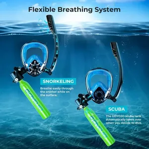 Masker Selam Mini Portabel 0.5L dengan Tabung Oksigen, Sistem Pernapasan Snorkel, Pompa, Tangki Selam Bawah Air Aluminium - Product Image 4