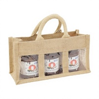 Joli sac à vin en toile de jute avec fenêtre en PVC, emballage en toile de jute pour vin
