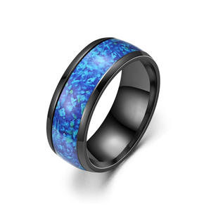 <span class=keywords><strong>Precio</strong></span> barato hecho en China <span class=keywords><strong>Anillo</strong></span> de carburo de tungsteno de compromiso con incrustaciones de ópalo azul - Product Image 3