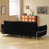 Bauhaus 2025 Ensemble de canapé sectionnel simple rétro antique tissu chenille noir pour petits appartements remplis d'éponge