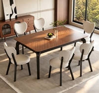 Table et chaises de salle à manger rectangulaires en bois massif noir, idéales pour les salles à manger domestiques, les hôtels, les villas et les appartements