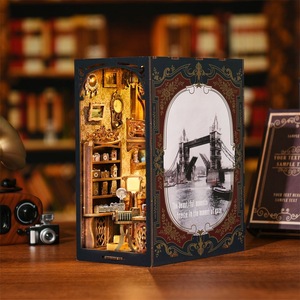 Porte-livres rectangulaires verticaux en bois Art Déco, modèle de maison 3D à assembler soi-même, jouet artisanal, cadeau d'anniversaire <span class=keywords><strong>pour</strong></span> adultes - Product Image 4