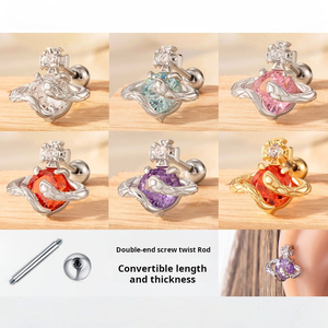 18K PVD Stainless Steel Planet CZ <b>Stud</b> <b>Earrings</b> for Women | Colorful <b>Crystal</b> Cartilage Piercing Jewelry - Product Image 2