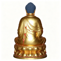 Sculpture de Bouddha en laiton finition or, assis sur un piédestal de lotus, pour hall de temple, jardin, taille et couleur personnalisées, décoration religieuse, objet de présentation