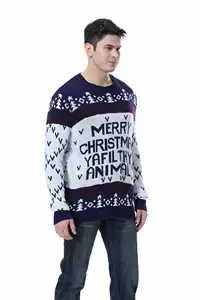 Custom Latest Design Autumn Winter Ugly Tree Pattern Acrylic Fibers Men Christmas Pullover Sweater