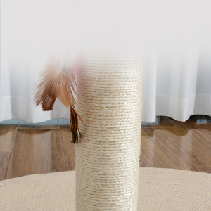 Minimalist Cat Scratcher <b>Post</b> With Feather Toy Sisal Wrapped Single <b>Level</b> Indoor Cat Tree For Cats - Product Image 3