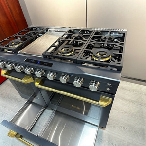 Gas <b>Range</b> 48-inch 8-burner With Oven Convection Freestanding Black Stainless Steel Cooktop American Style - Product Image 4