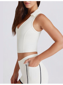 RUIQUWIN Custom <b>Women's</b> Yoga Set Sleeveless High Elastic Fitness Wear Patchwork Design Seamless <b>Shorts</b> Pockets Fitness Yoga Wear - Product Image 2