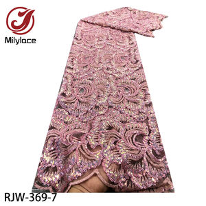 Romantik pullu çiçek nakış Net dantel kumaş afrika gelin fransız dantel kumaş - Product Image 2